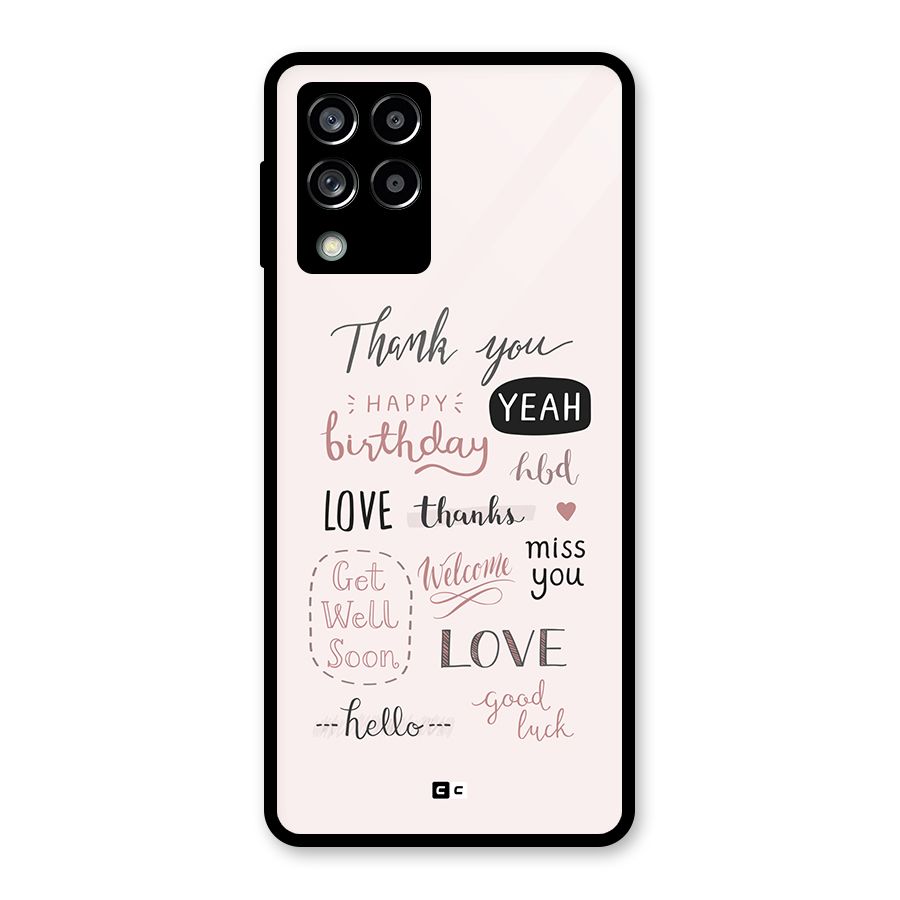 Cute Quotes Glass Back Case for Galaxy M53 5G