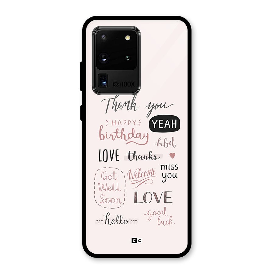 Cute Quotes Glass Back Case for Galaxy S20 Ultra