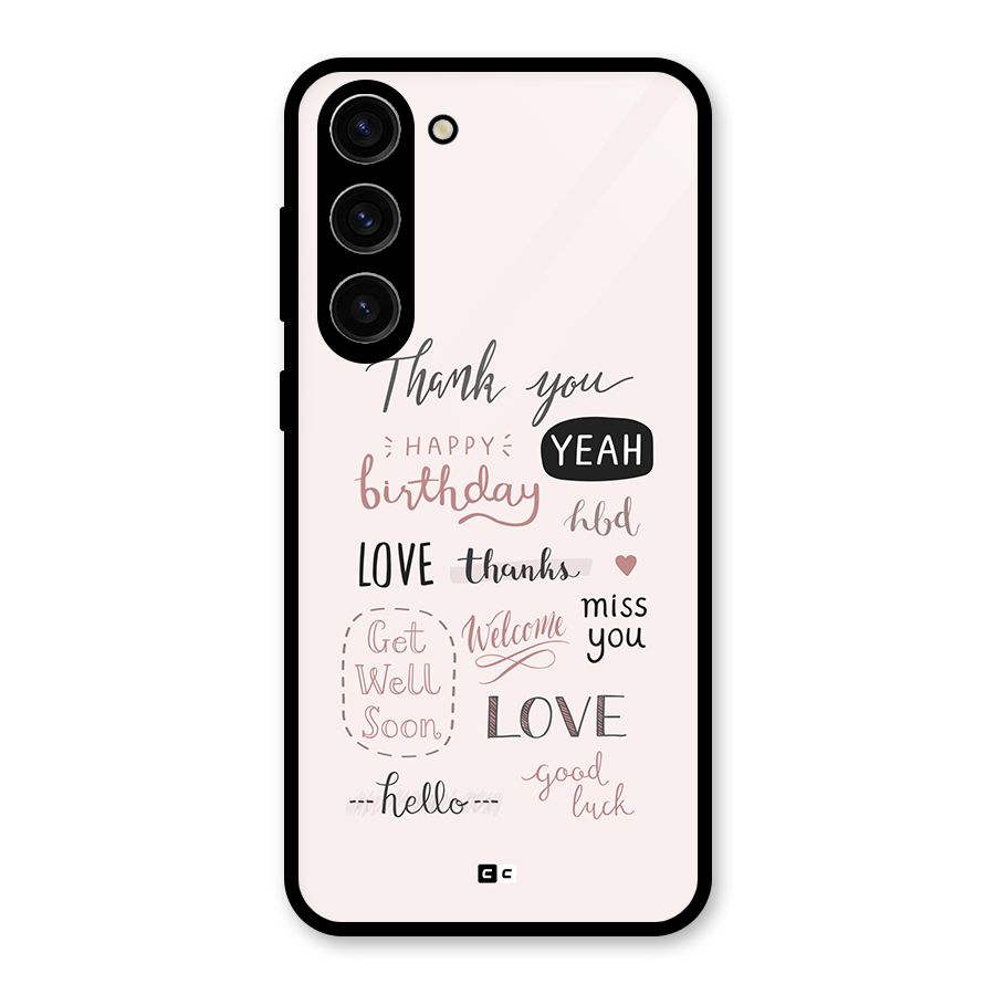 Cute Quotes Glass Back Case for Galaxy S23 Plus