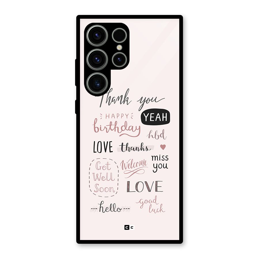 Cute Quotes Glass Back Case for Galaxy S23 Ultra