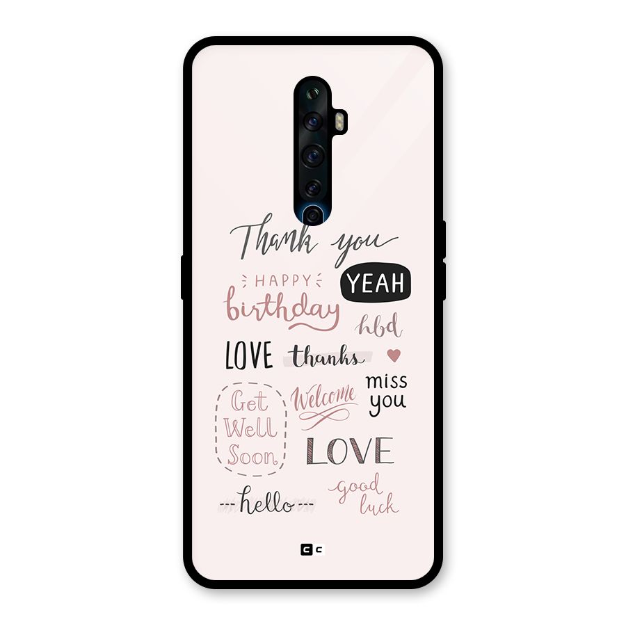 Cute Quotes Glass Back Case for Oppo Reno2 Z