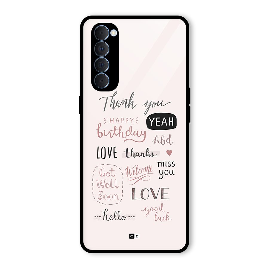 Cute Quotes Glass Back Case for Oppo Reno4 Pro