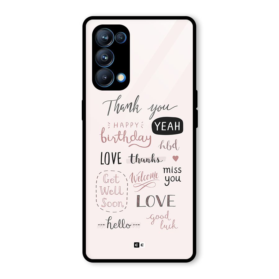 Cute Quotes Glass Back Case for Oppo Reno5 Pro 5G