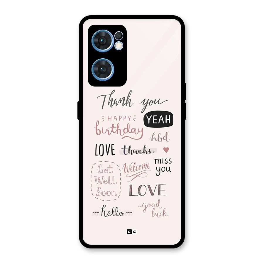 Cute Quotes Glass Back Case for Oppo Reno7 5G