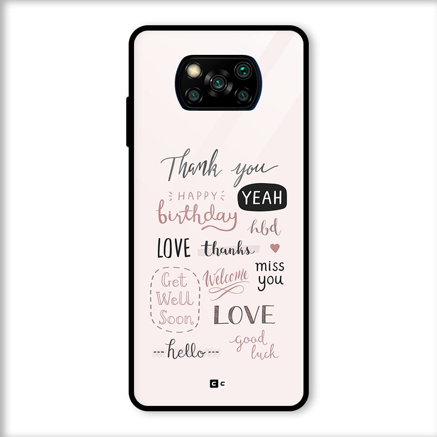 Cute Quotes Glass Back Case for Poco X3