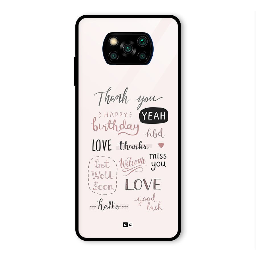 Cute Quotes Glass Back Case for Poco X3 Pro