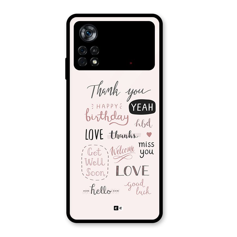 Cute Quotes Glass Back Case for Poco X4 Pro 5G