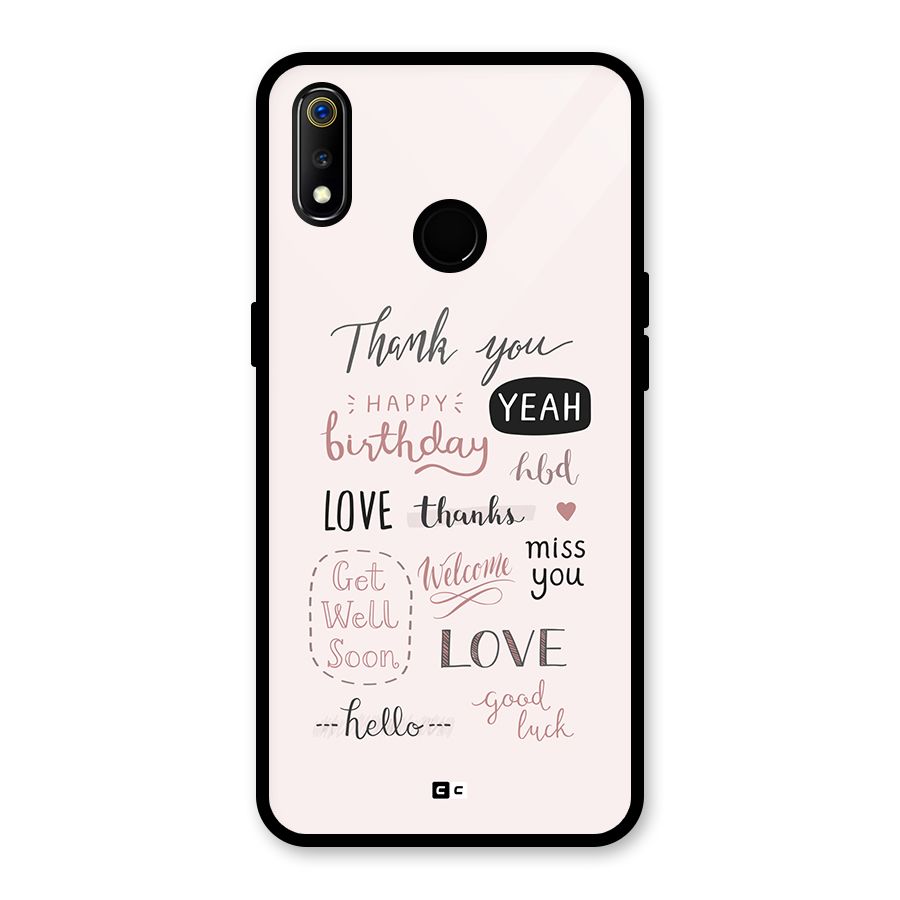 Cute Quotes Glass Back Case for Realme 3