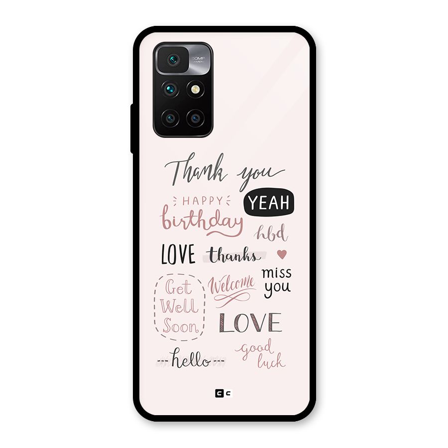 Cute Quotes Glass Back Case for Redmi 10 Prime