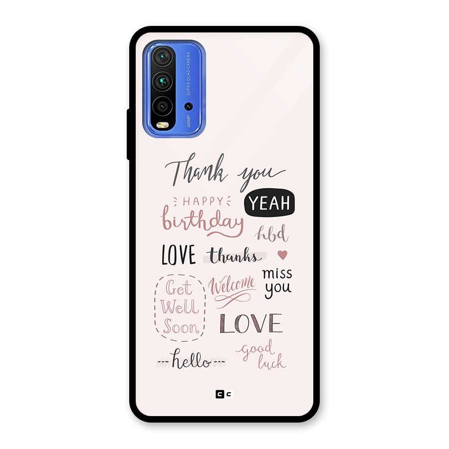 Cute Quotes Glass Back Case for Redmi 9 Power