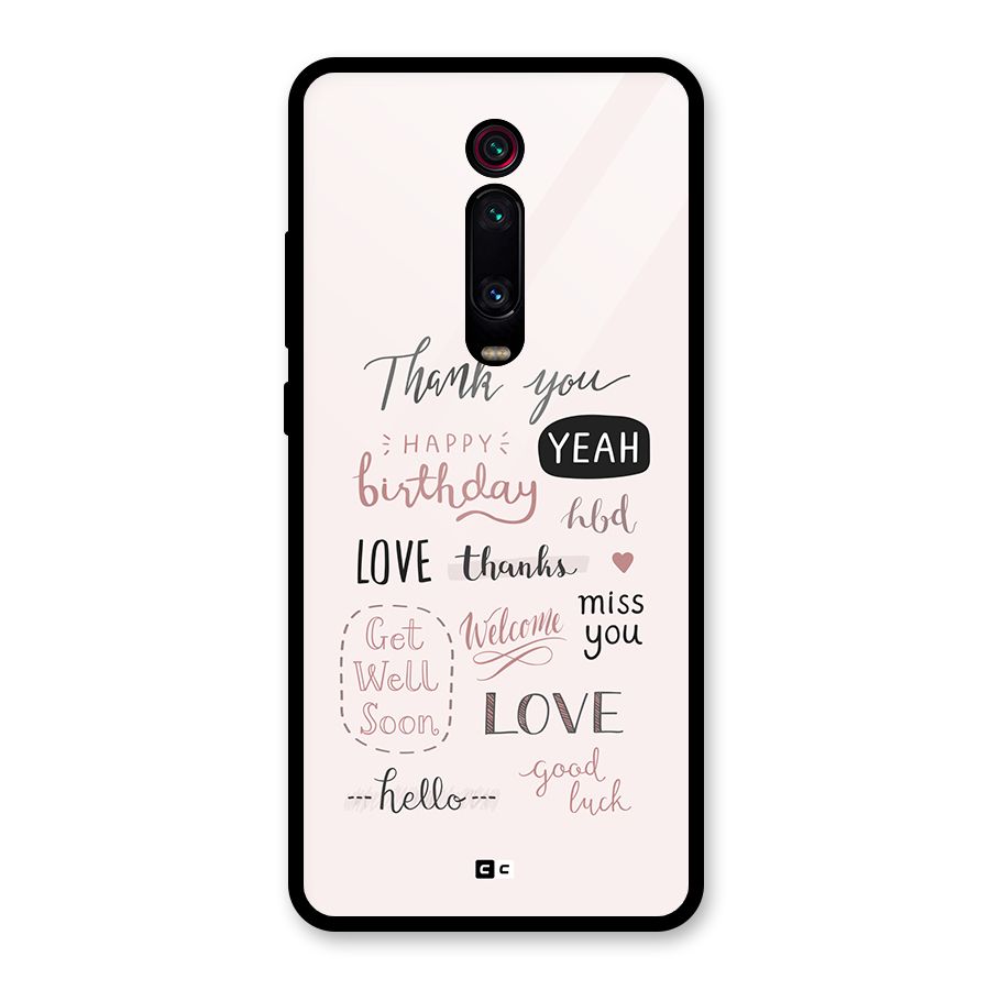 Cute Quotes Glass Back Case for Redmi K20 Pro