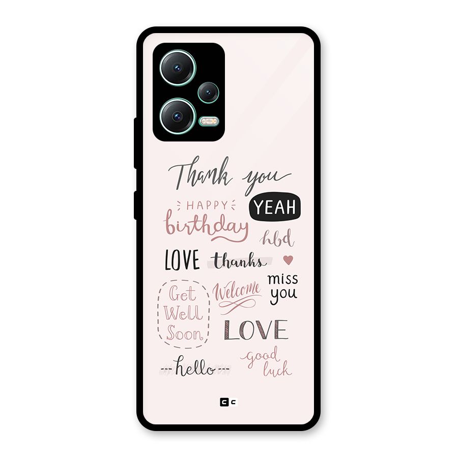 Cute Quotes Glass Back Case for Redmi Note 12 5G