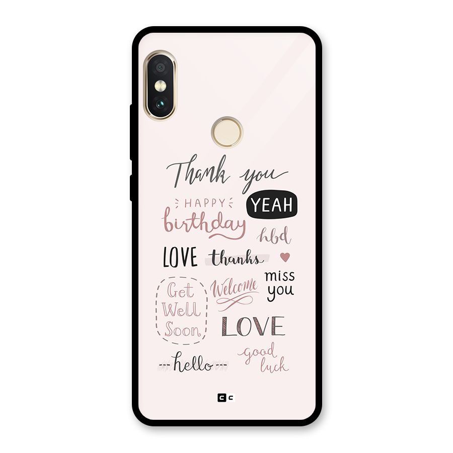Cute Quotes Glass Back Case for Redmi Note 5 Pro