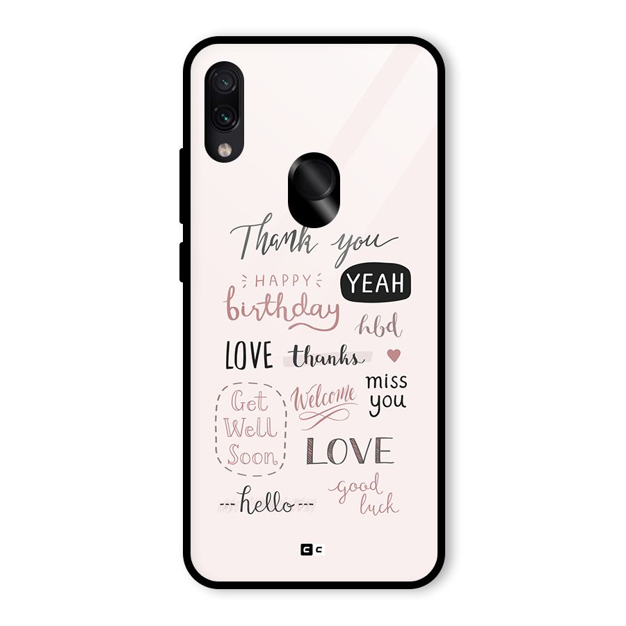 Cute Quotes Glass Back Case for Redmi Note 7 Pro