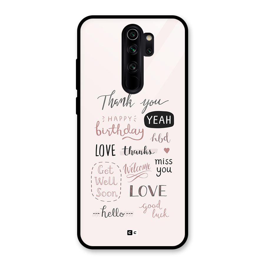 Cute Quotes Glass Back Case for Redmi Note 8 Pro