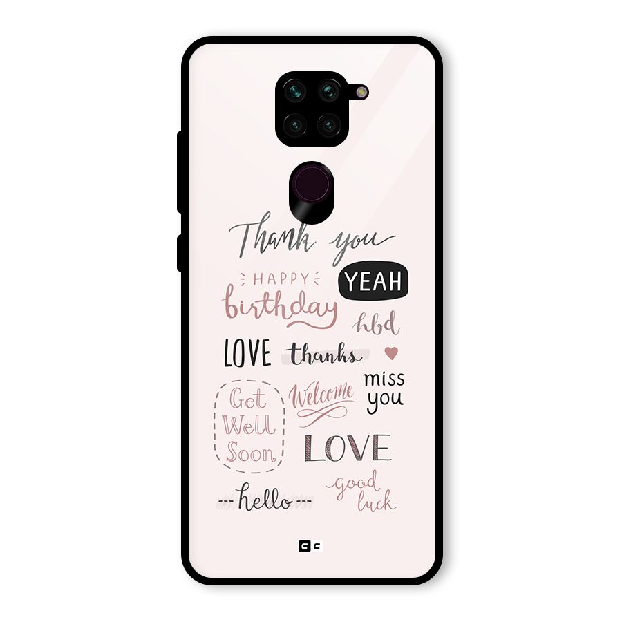 Cute Quotes Glass Back Case for Redmi Note 9
