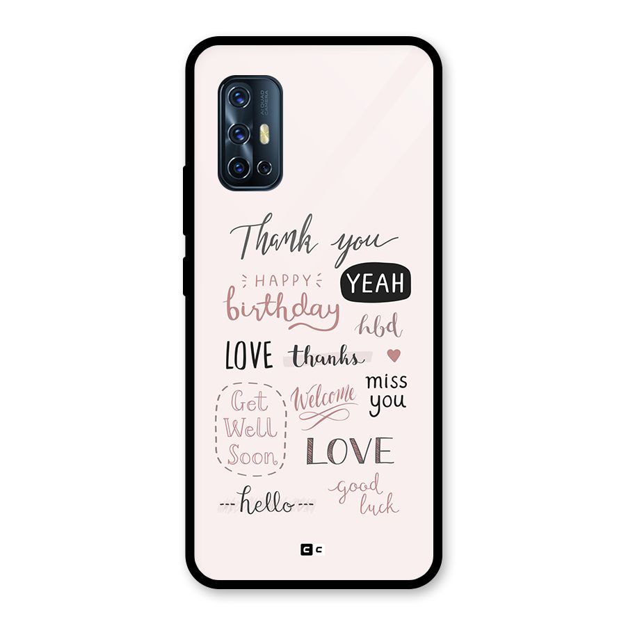Cute Quotes Glass Back Case for Vivo V17