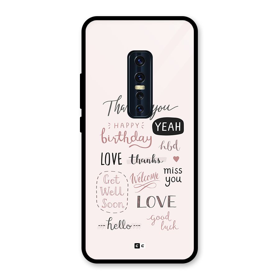 Cute Quotes Glass Back Case for Vivo V17 Pro
