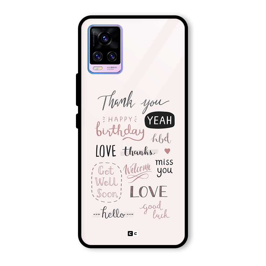 Cute Quotes Glass Back Case for Vivo V20 Pro