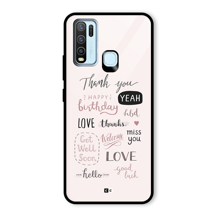 Cute Quotes Glass Back Case for Vivo Y30