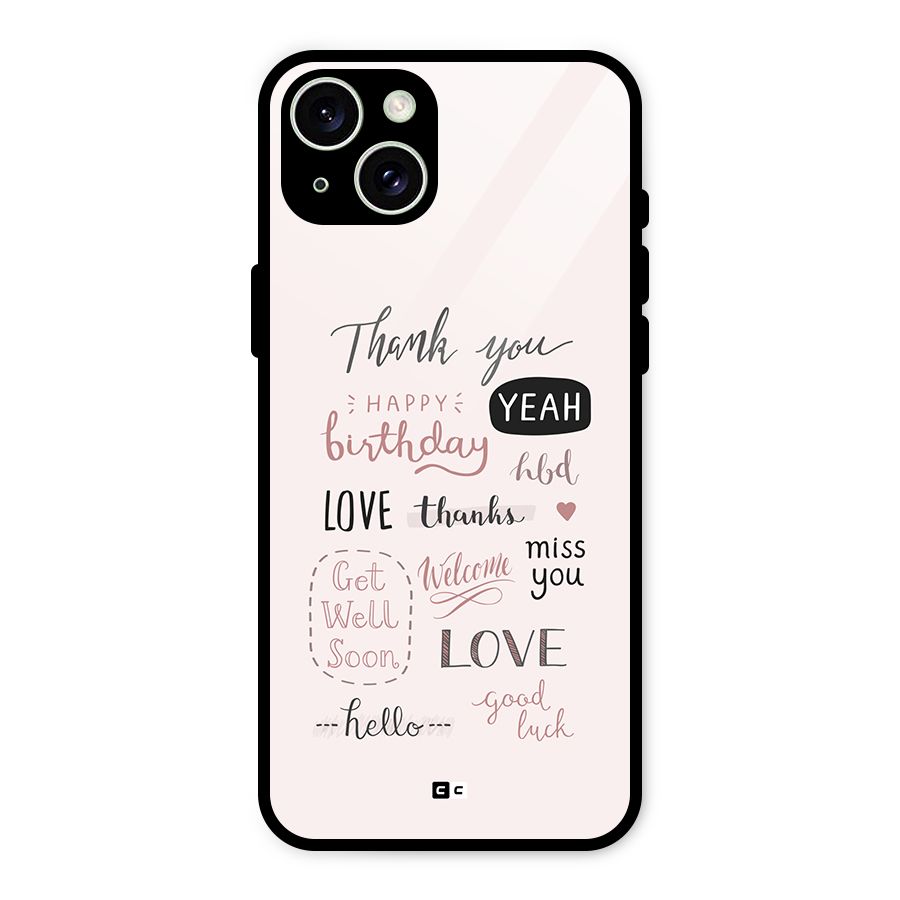 Cute Quotes Glass Back Case for iPhone 15 Plus
