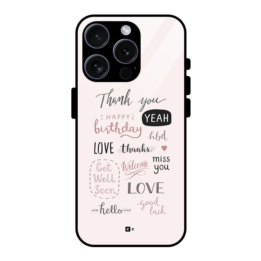 Cute Quotes Glass Back Case for iPhone 15 Pro