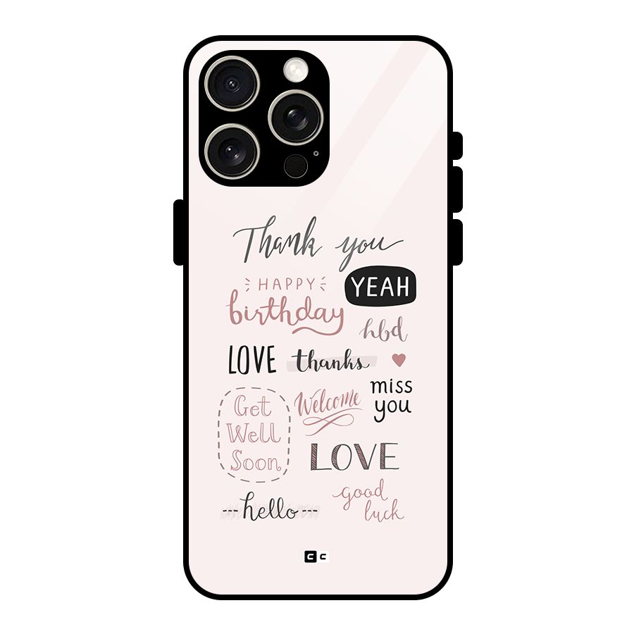 Cute Quotes Glass Back Case for iPhone 15 Pro Max