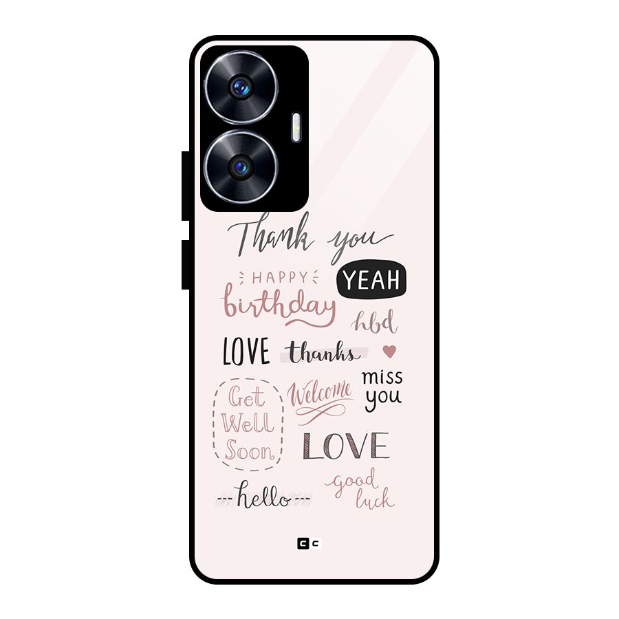 Cute Quotes Glass Back Case for realme C55