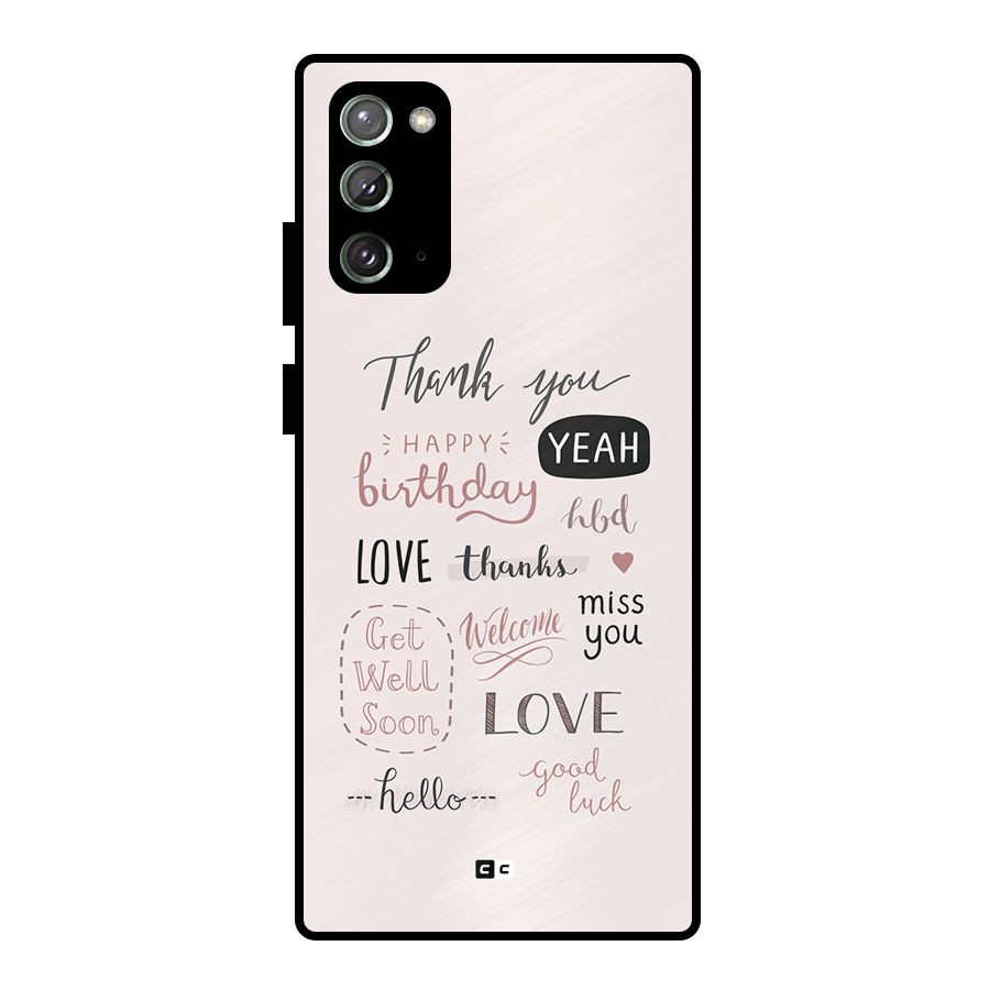 Cute Quotes Metal Back Case for Galaxy Note 20
