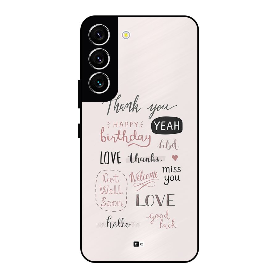 Cute Quotes Metal Back Case for Galaxy S22 5G