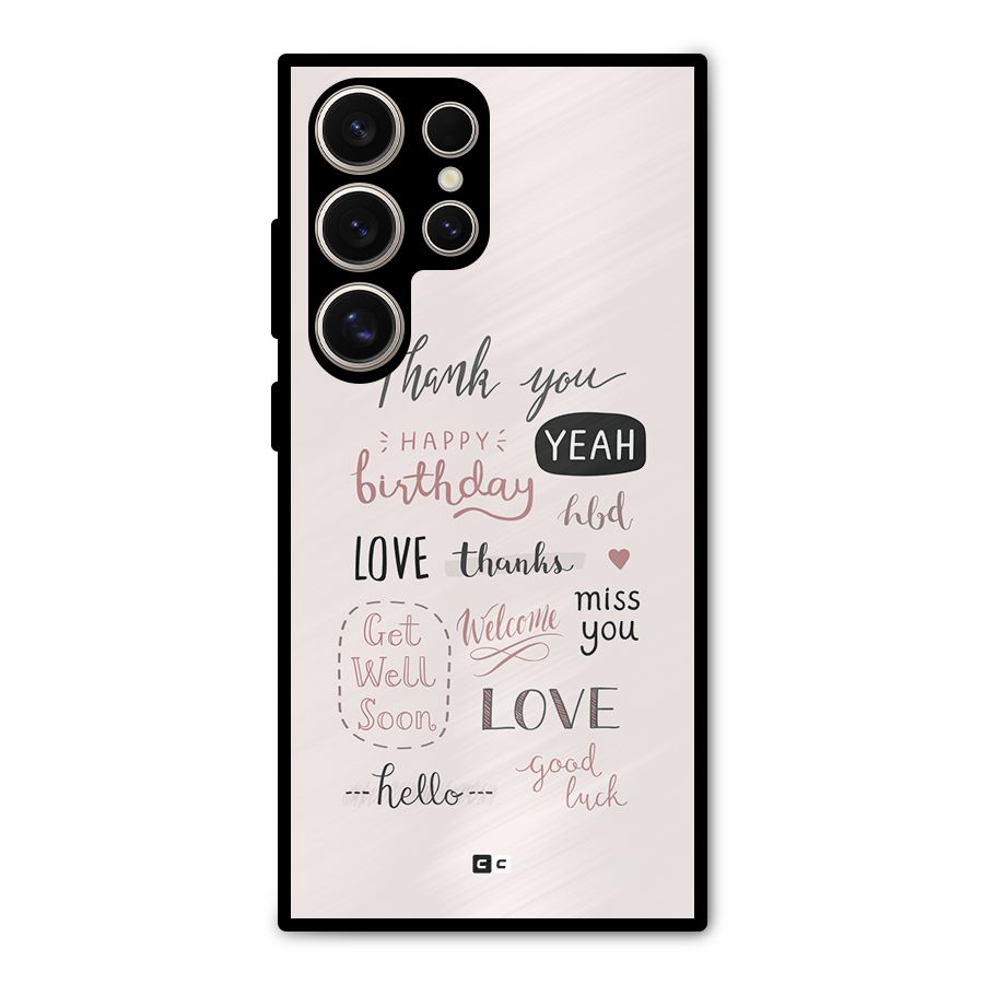 Cute Quotes Metal Back Case for Galaxy S24 Ultra