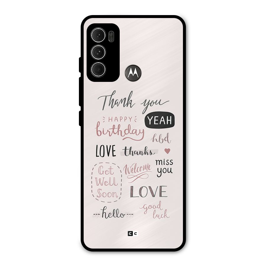 Cute Quotes Metal Back Case for Moto G60