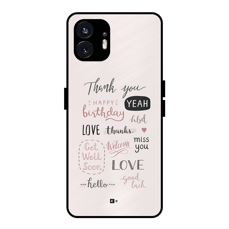 Cute Quotes Metal Back Case for Nothing Phone 2