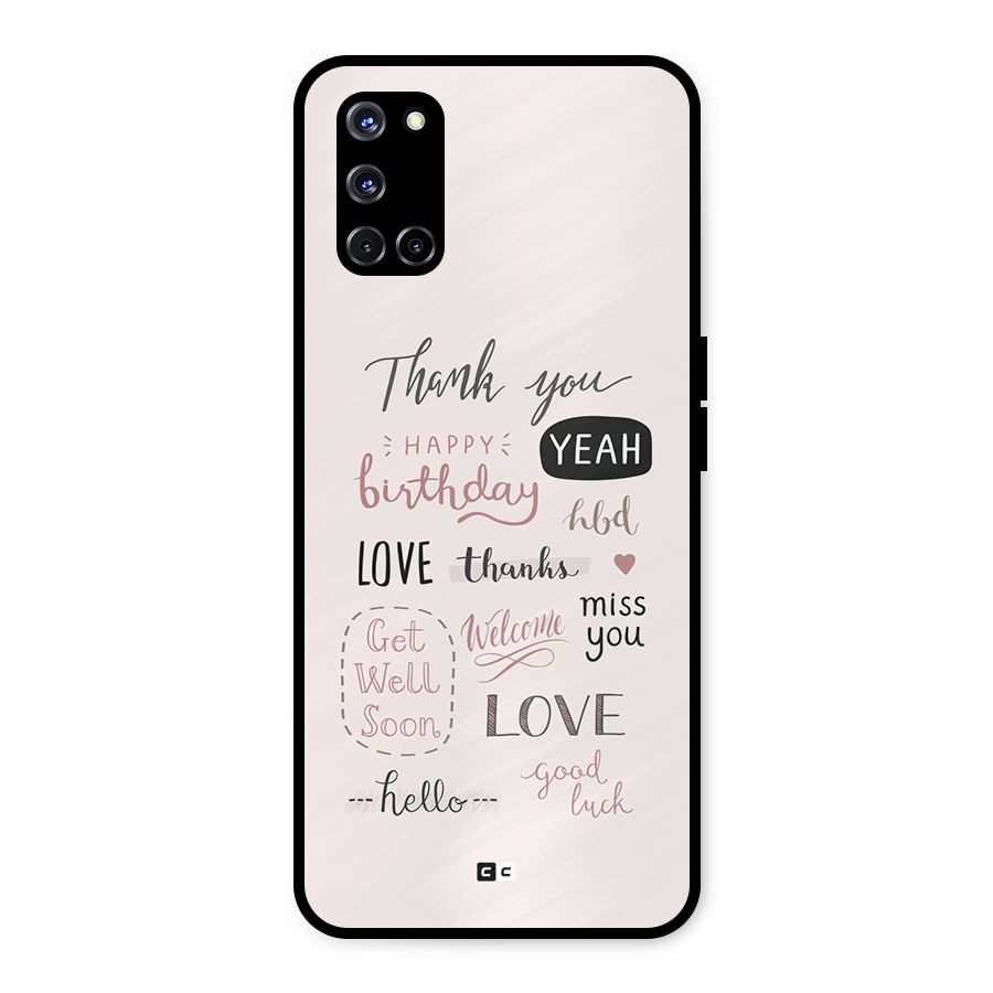 Cute Quotes Metal Back Case for Oppo A52