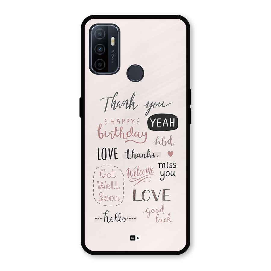 Cute Quotes Metal Back Case for Oppo A53