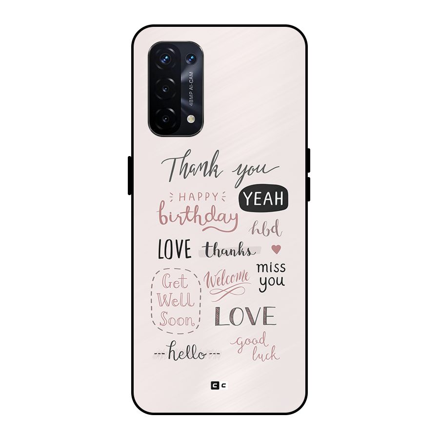 Cute Quotes Metal Back Case for Oppo A74 5G