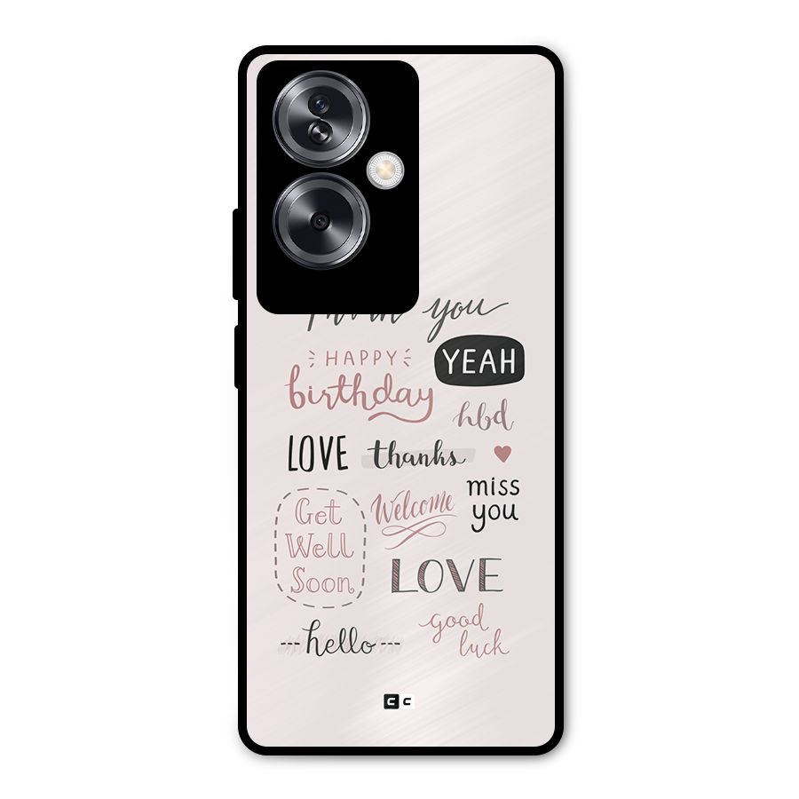Cute Quotes Metal Back Case for Oppo A79 5G