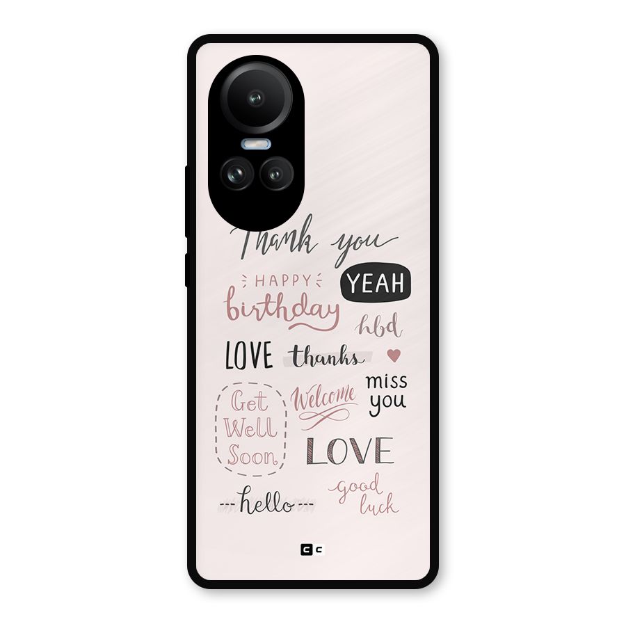 Cute Quotes Metal Back Case for Oppo Reno10 Pro