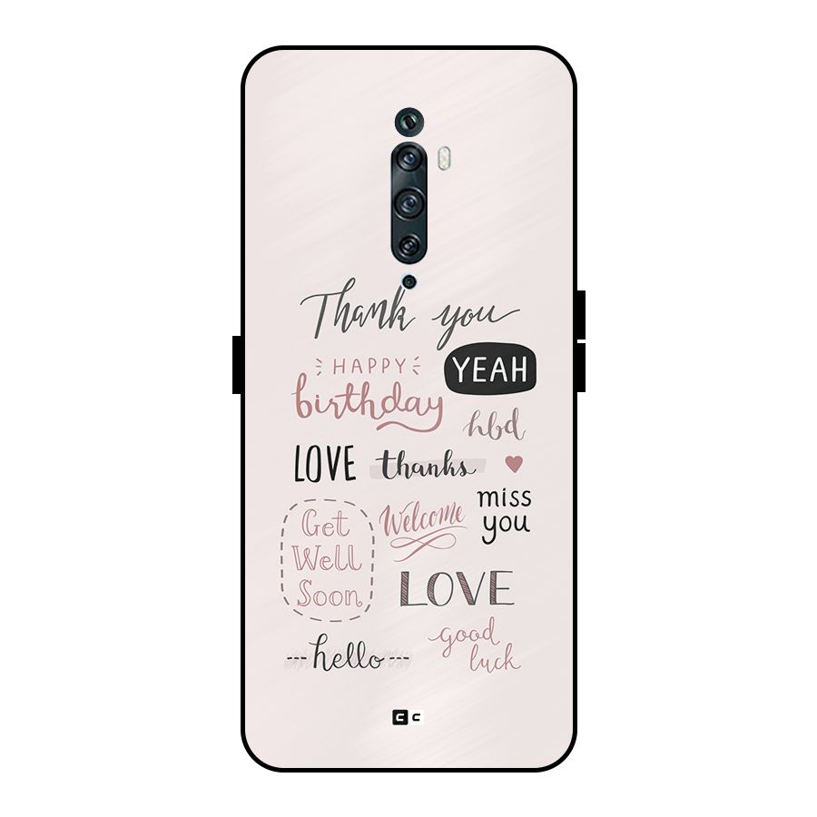 Cute Quotes Metal Back Case for Oppo Reno2 Z