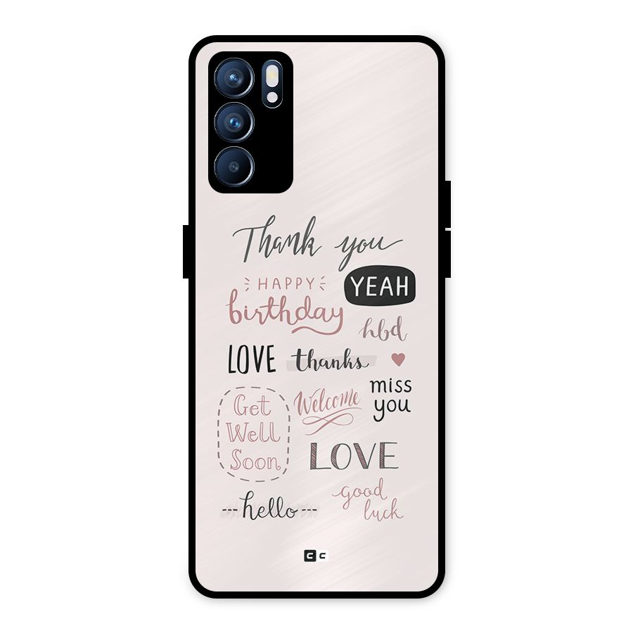 Cute Quotes Metal Back Case for Oppo Reno6 5G