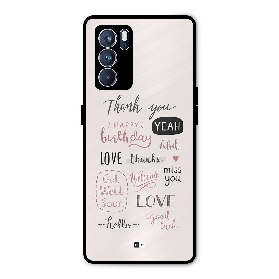 Cute Quotes Metal Back Case for Oppo Reno6 Pro 5G