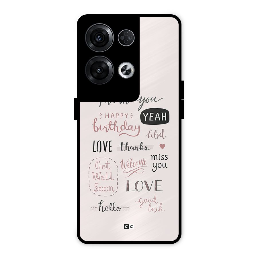 Cute Quotes Metal Back Case for Oppo Reno8 Pro 5G