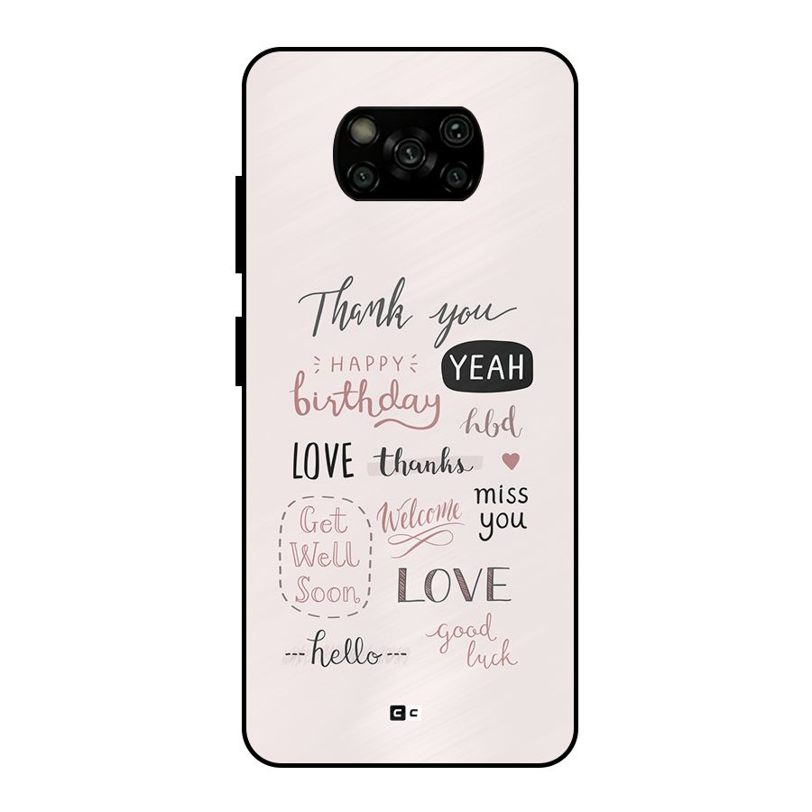 Cute Quotes Metal Back Case for Poco X3