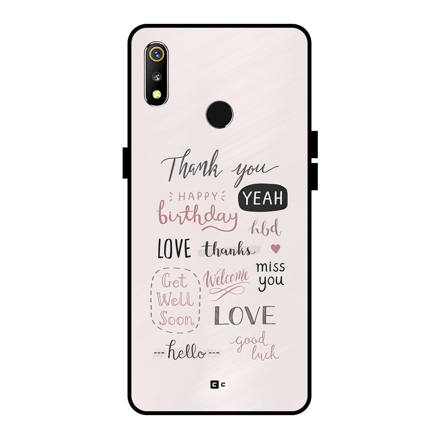 Cute Quotes Metal Back Case for Realme 3i