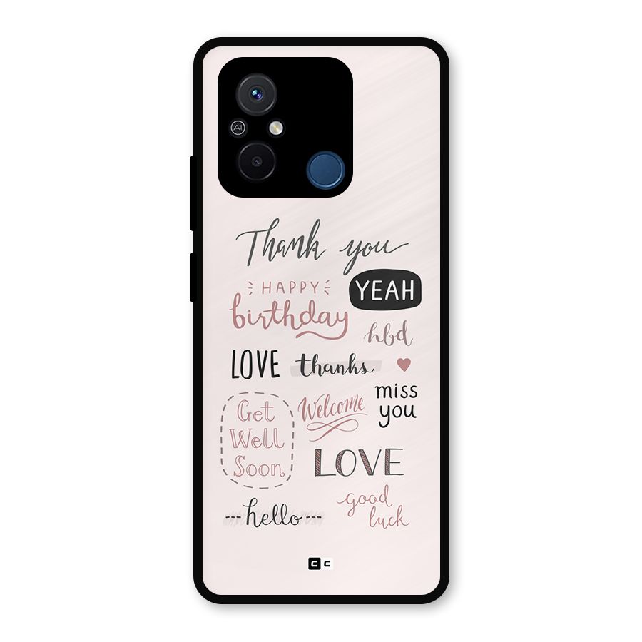 Cute Quotes Metal Back Case for Redmi 12C