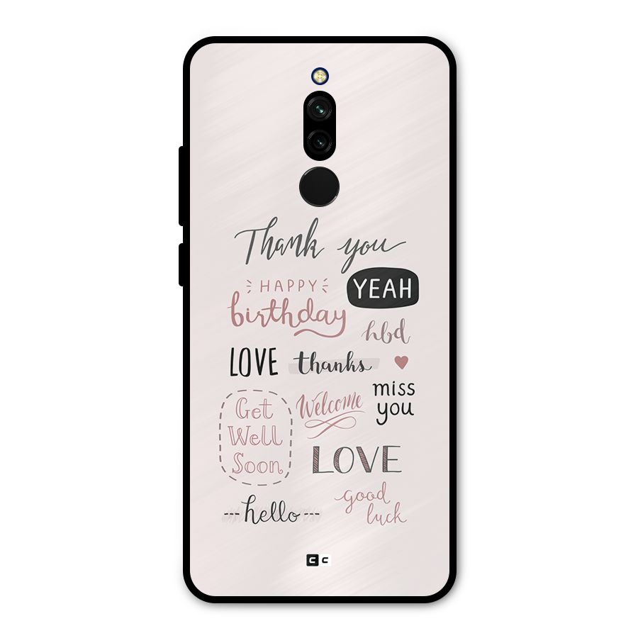 Cute Quotes Metal Back Case for Redmi 8