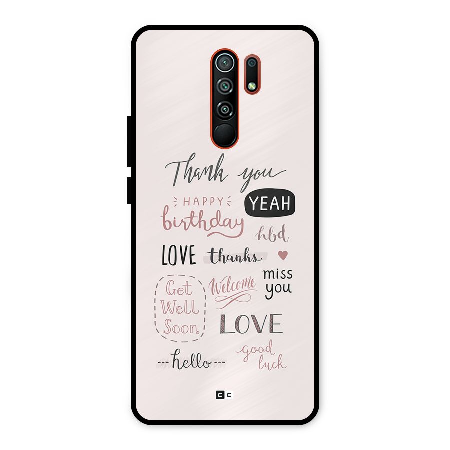 Cute Quotes Metal Back Case for Redmi 9 Prime