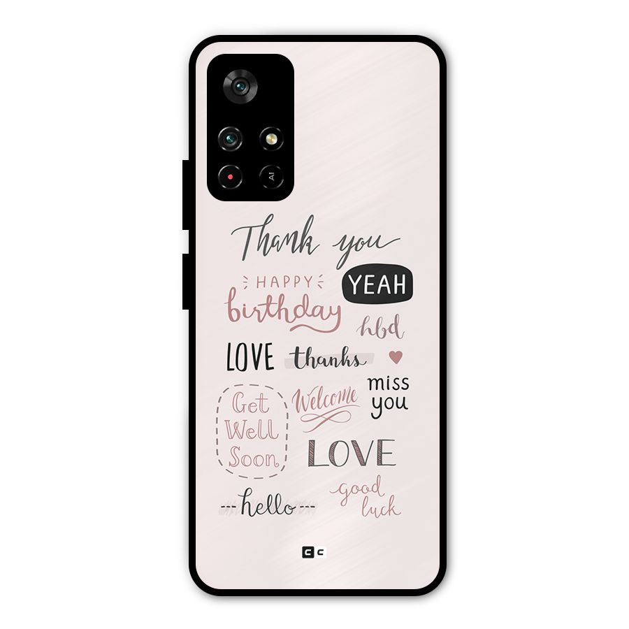 Cute Quotes Metal Back Case for Redmi Note 11T 5G