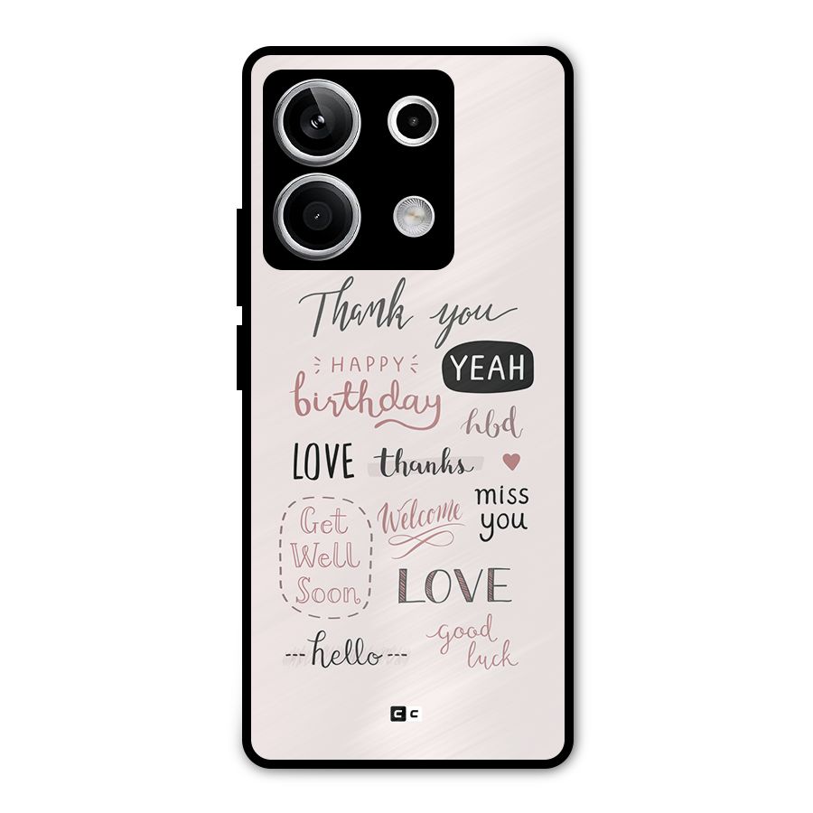 Cute Quotes Metal Back Case for Redmi Note 13 5G