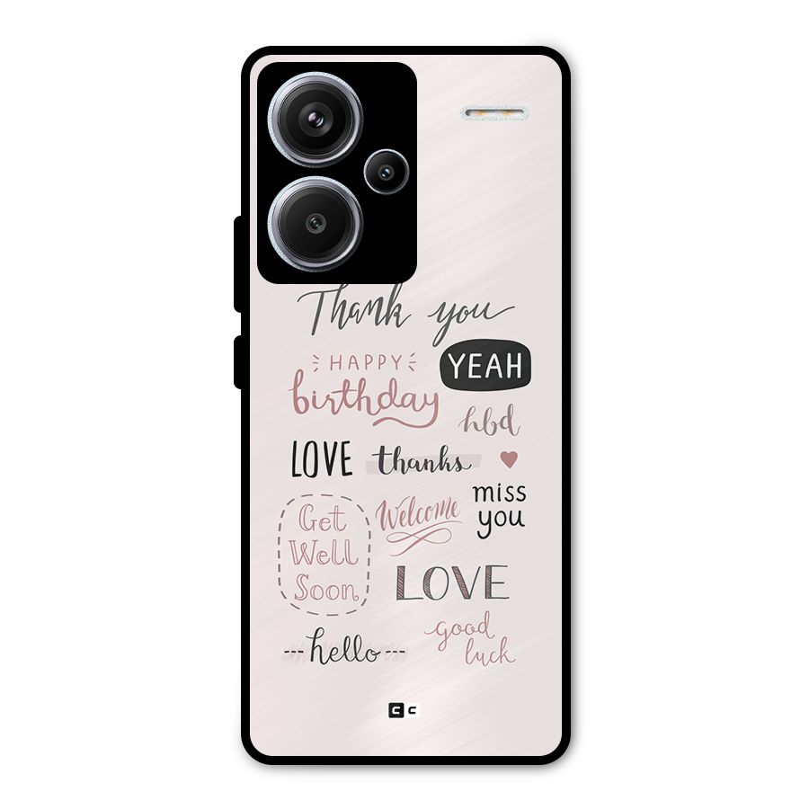 Cute Quotes Metal Back Case for Redmi Note 13 Pro Plus